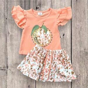 Nwt Boutique Sequin Peach Skirt Set. Size 2T
